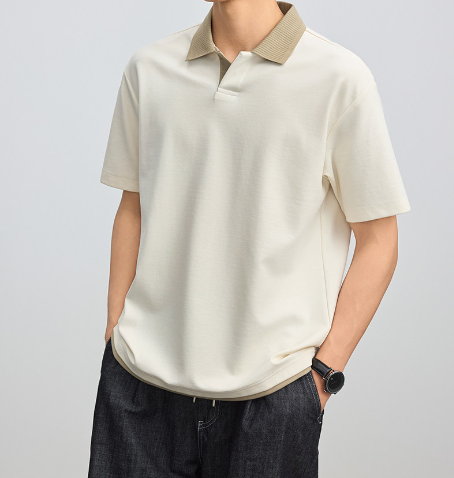 Men's Contrast Color Polo Shirt Short Sleeve T-Shirt Summer