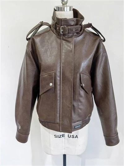 Women's Motorcycle Leather Cropped Jacket